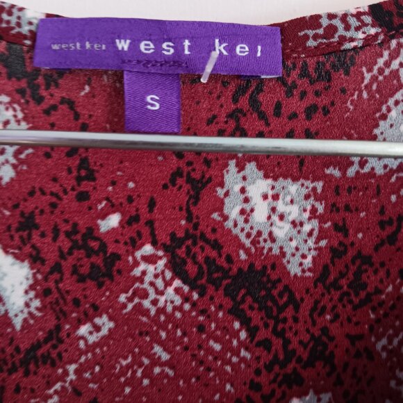 Women's West Kei Burgundy Snake Print Boho Blouse Size S NEW WITHOUT TAGS - Picture 4 of 6
